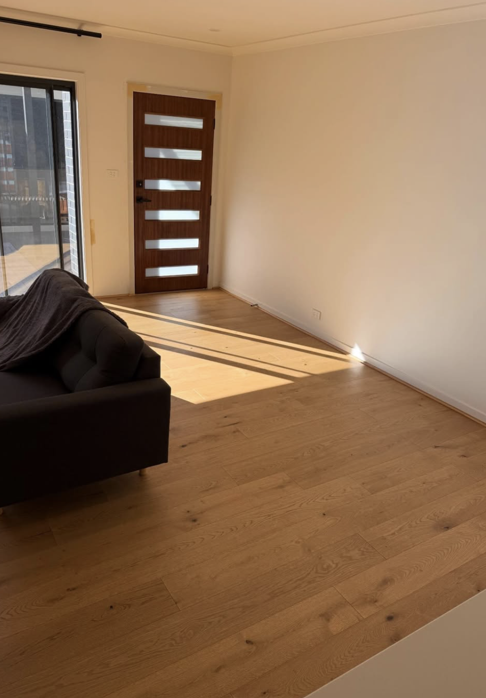 Engineered oak flooring laid through the living area